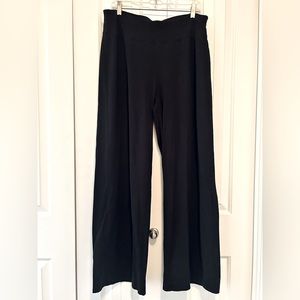 Eileen Fisher Large Black Wide-leg Pull-on Pants 65% Organic Cotton